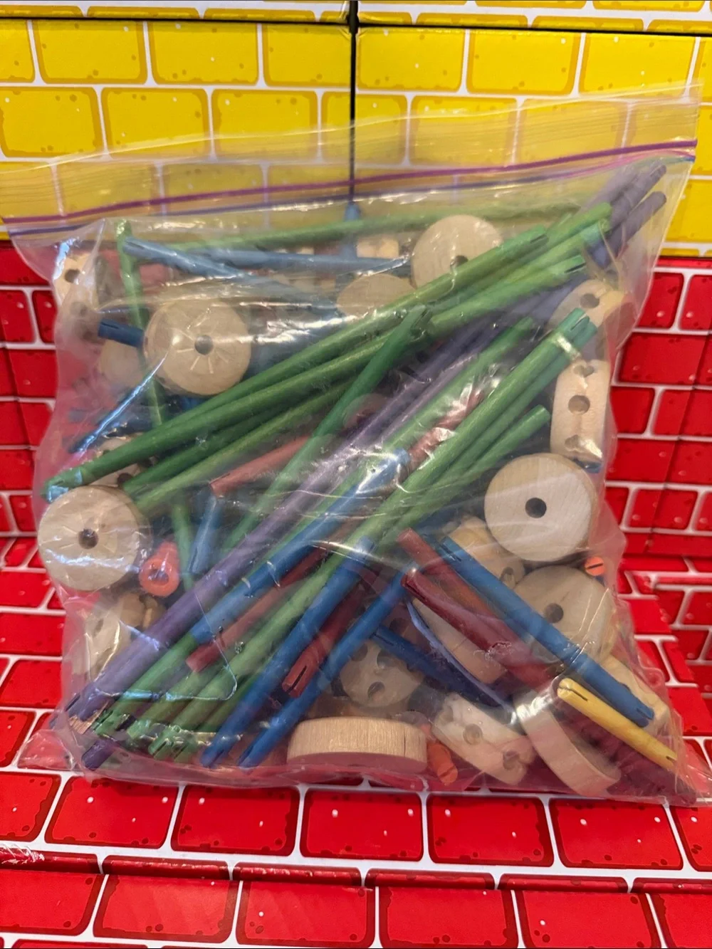 206 Piece Original TinkerToy Retro Wooden Construction Toy Set - Multicolor